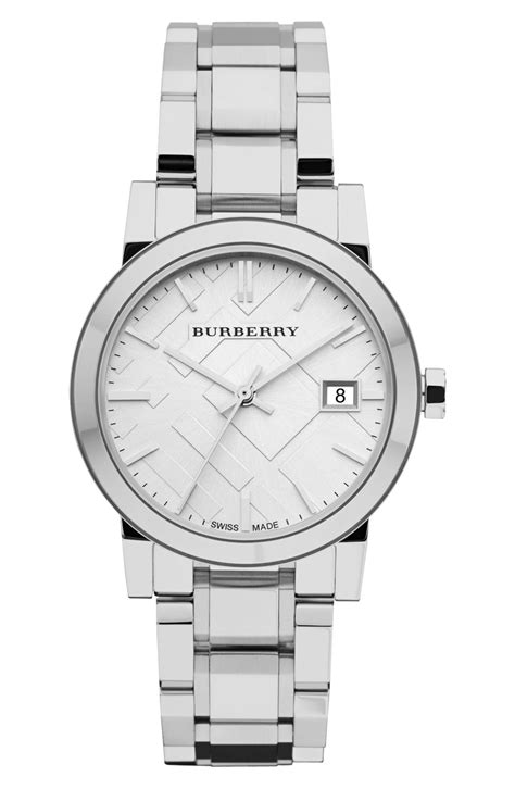 Burberry Medium Check Stamped Bracelet Watch, 34mm